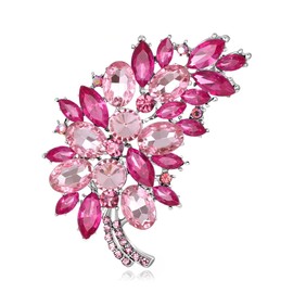Oenothera Rhinestone Feather Brooches Fashion Party Brooch Alloy Lapel Pins for Daily Wear Holiday Work Wedding Dates, Glass