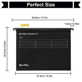 Suspension Files, MerryNine 15PCS Polypropylene Filing Cabinet Suspension Files with Tabs and Card Inserts for School Home Work Office Organization (Black, A4)