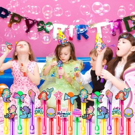 Mermaid Party Favors for Kids – 24PCS Under-The-Sea Bubble Wands, Great for Birthday Supplies, Pinata Fillers, Goodie Bags & Classroom Rewards