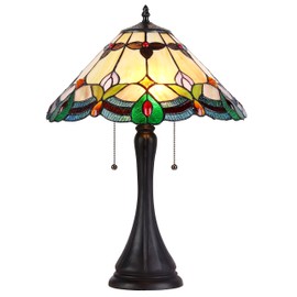 Chloe CH35654AF16-TL2 16" Shade Tiffany-Style 2 Light Table Lamp, 21.3 x 15.7 x 15.7, Multicolor