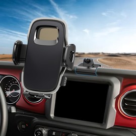 ELOHEI for Jeep Wrangler Phone Mount with Custom Base, Car Phone Holder for 2018 2019 2020 2021 2022 2023 2024 Jeep Wrangler JL JLU Car Accessories(for 18-23 Jeep Wrangler)