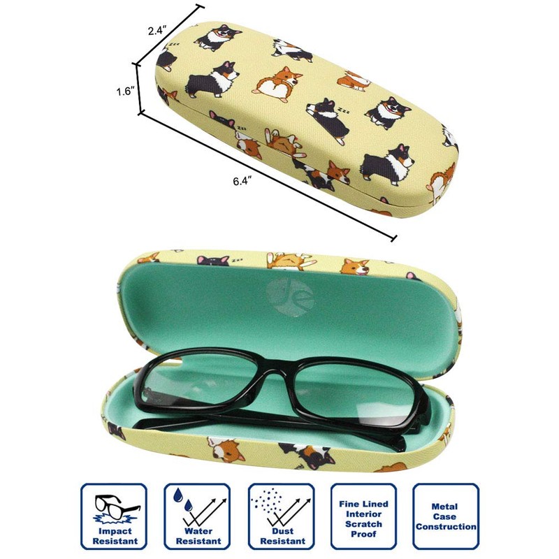 JAVOedge [3 PACK], Dogs Pattern Medium Size Hard Eyeglass Storage