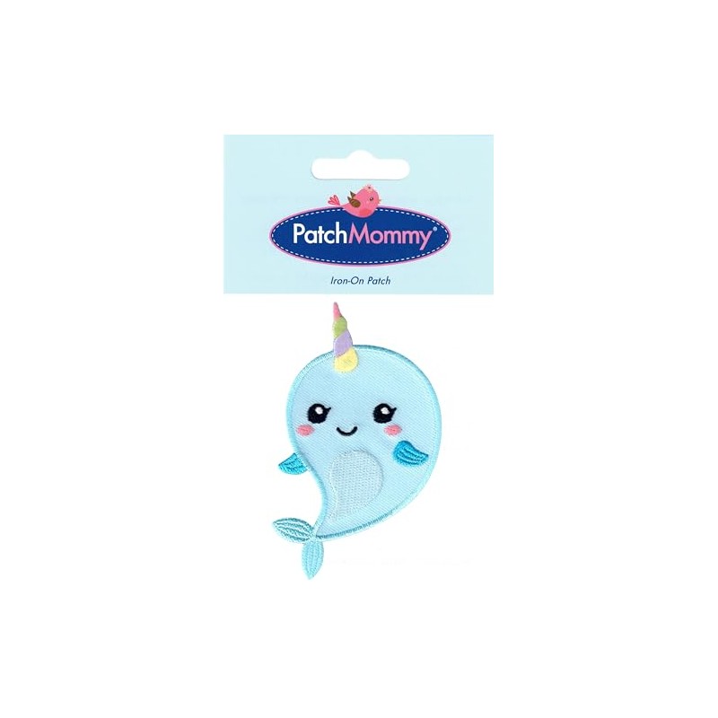 PatchMommy Narwal Iron-On Patch for Clothing, Jeans, Jackets, Children, Baby
