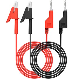 Greluma 2pcs Test Leads, 4mm Stackable Banana Plug to Crocodile Clips Flexible Cable Wire (1m/3.3ft) for Electric Multimeter Testing