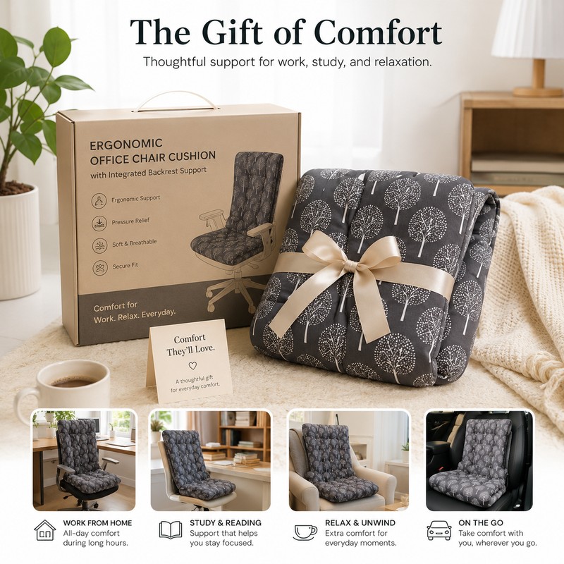 Ergonomic Seat Cushion with Back Support for Sitting – Memory
