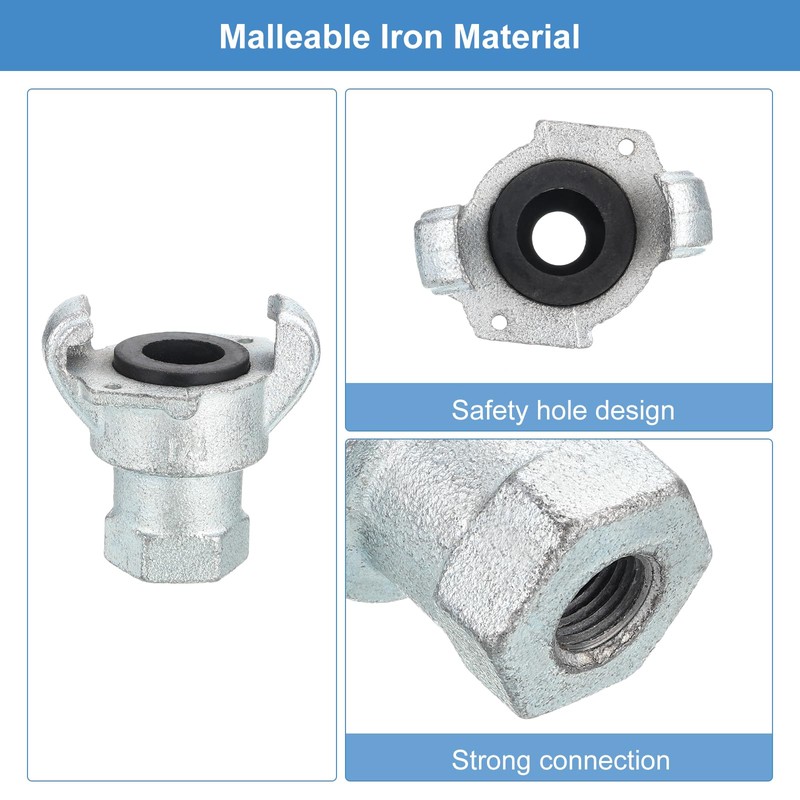 sourcing map Iron Air Hose Fitting, 2Pcs 1/4" NPT Female