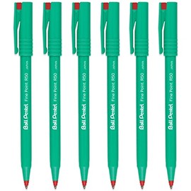 Pentel R50 Fine Point Liquid Ink Rollerball Pens - 0.8mm Tip 0.4mm Line Width - 77% Recycled - Pack of 6 - Red