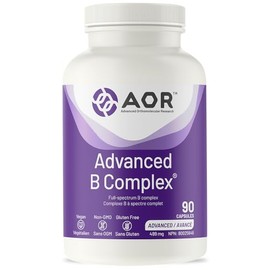AOR AOR Advanced B Complex 499 mg, 90 Caps 30-Day Supply - Full-Spectrum B Vitamin Supplements with B1, B2, B3, B5, B6, B12, Folic Acid, Biotin, Inositol - Vegan, Non-GMO & Gluten-Free - Promote Vitality