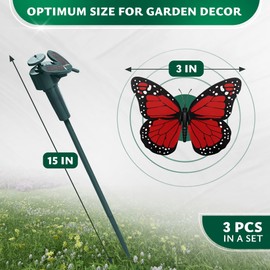 Butterfly Garden Stakes Decorative - 3 Pack Butterfly Garden Decor Butterfly Outdoor Decor Yard Ornaments - Solar Butterfly Garden Stake, Decorative Butterflies, Butterfly Stick (Battery NOT Included)