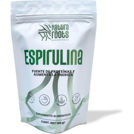 Espirulina en Polvo Pura 100 g Superfood Verde Natural Fuente de Proteína Vegetal y Clorofila NATURA ROOTS SUPERFOODS