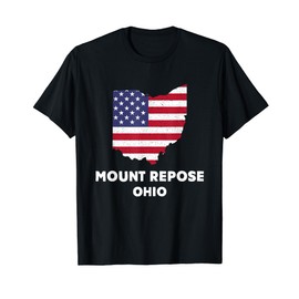 Distressed Patriotic USA Flag Mount Repose, Ohio T-Shirt