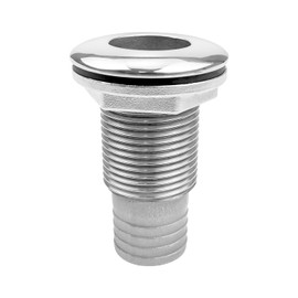 Barbed Short Straight Thru-Hull Fitting with Nut & Custom Gasket for Boat RSV Yacht, Marine Stainless Steel 316 Through Hull Connecter Hose Skin Fitting Drain