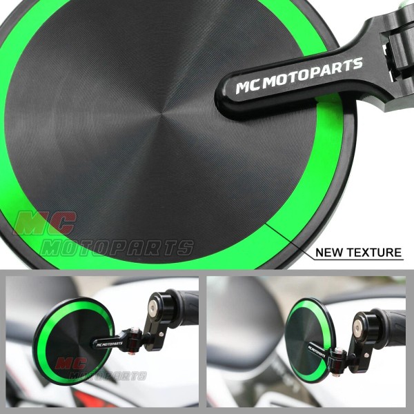 MC Motoparts REBORN CNC Green Folding Bar End Mirrors For