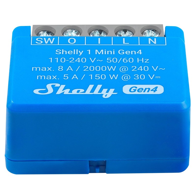 SHELLY 4 x Mini Gen4 8A Wireless Bluetooth Relay Blue