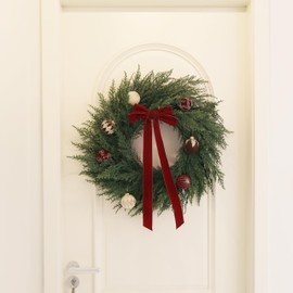 30 Inch Christmas Wreaths for Front Door Real Touch Cedar Wreath Artificial Green Wreath for Indoor Outdoor Home Window Decoration