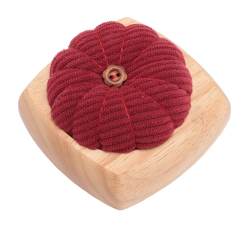 Pin Cushion Kit Cute Pumpkin Shape Pin Cushion Wooden Base