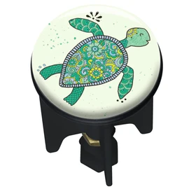 WENKO Pluggy® Turtle Rollin'Art, Height-Adjustable Sink Plug for All Standard Sinks, Made of Brass and Plastic, Diameter 3.9 x 6.5 cm, Turtle Motif