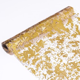 Glavatrix Gold Table Runner, 2 Rolls Sequin Glitter Foil Table Runners 18 Ft Thin Metallic Mesh Tablecloth Gold Foil Table Decoration for Dining, Wedding, Birthday Party Favor (Style B)