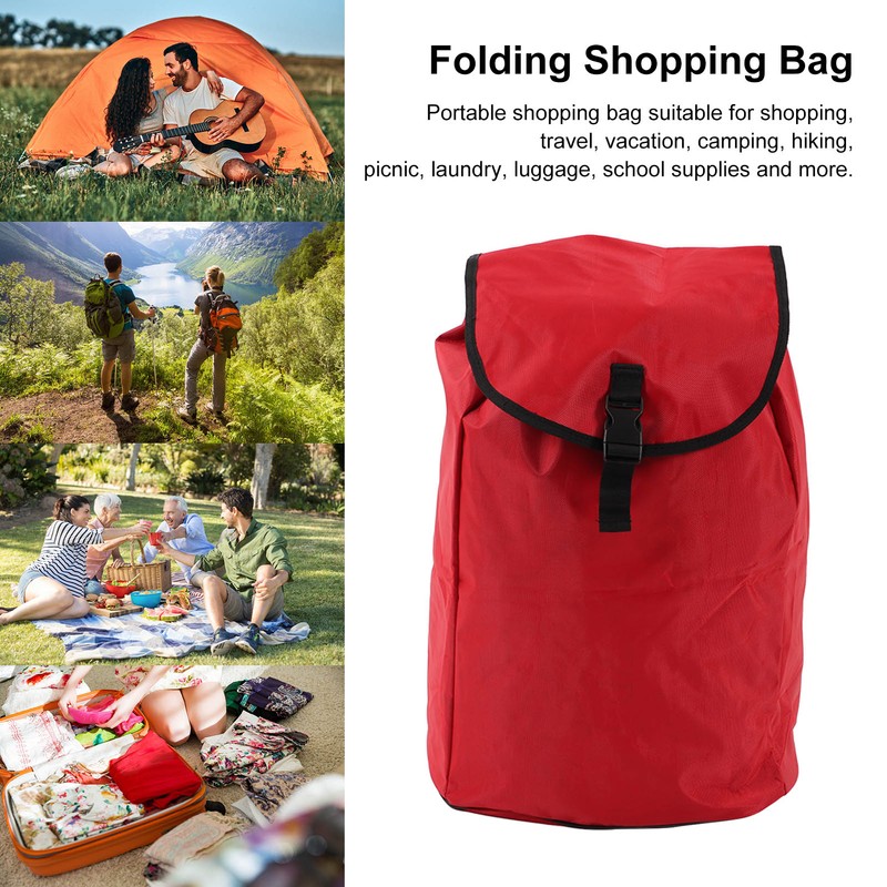 Red Folding Shopping Bag Waterproof Trolley Cart Handle Bag Reusable