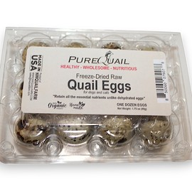 Freeze Dried Organic Quail Egg Topper for Dogs or Cats - Made in USA - Premium Quality - High Protein - Nutrient-Rich - Ideal for Picky Eaters - One Dozen