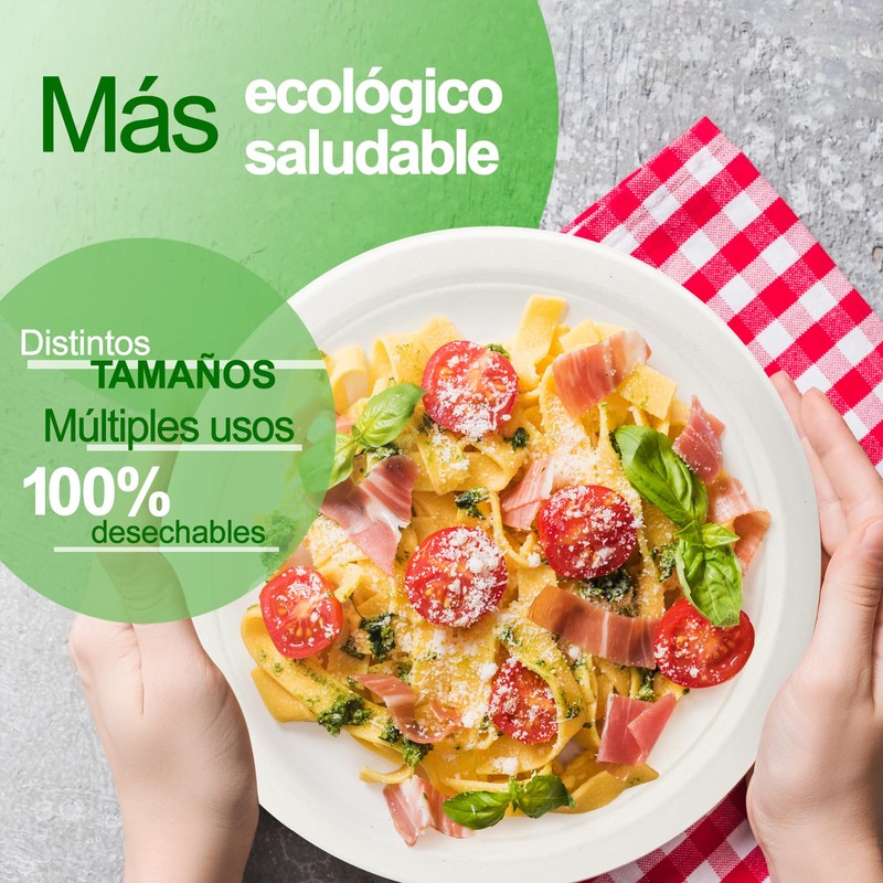 EXNIMA, Pack of 50, 100 or 200 Biodegradable Disposable Sugarcane