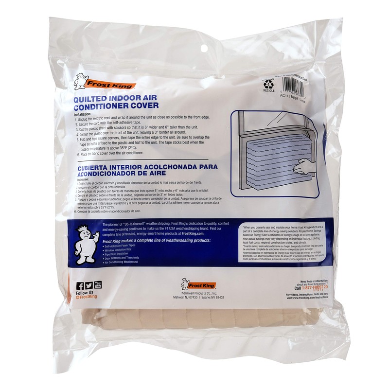 Frost King 2-Piece Quilted Indoor Air Conditioner Cover, Large, fits