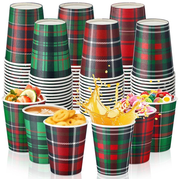 FoldTier 90 Pcs Christmas Paper Cups 9 oz Disposable Christmas