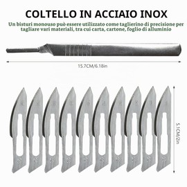 YAZWUR 1 Set Bisturi Monouso Sterile con Manico, Ideale per Taglio, Pedicure, Artigianato, Modellismo, Materiali da Taglio e Lavorazione della Pelle