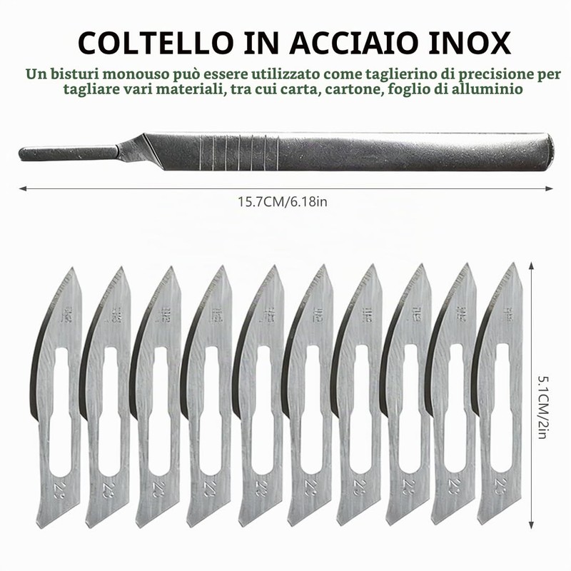 YAZWUR 1 Set Bisturi Monouso Sterile con Manico, Ideale per