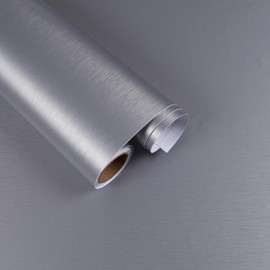 FANCYEASY Grey Brushed Stainless Steel Contact Paper for Appliances Waterproof Refrigerator Wrap Silver Contact Paper Peel and Stick Countertops 15.7"x118" Removable Vinyl Wrap for Dishwasher Fridge