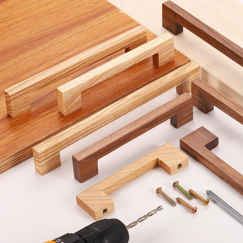 sourcing map 6Pcs Wood Drawer Pulls, 6 Inch Hole Center