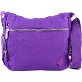 WYE LEATHER Ladies/Womens Crinkled Nylon Cross Body/Shoulder / 'Small Messenger' Bag - Purple