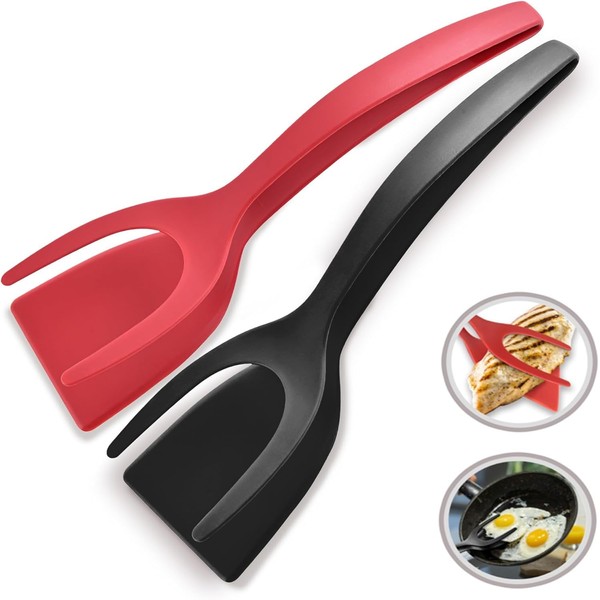 2-Pack Spatula Tongs Turner Set, Kitchen Utensils for Eggs, Pancakes,