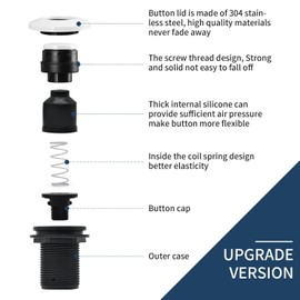 Garbage Disposal Air Switch Kit Single Outlet Sink Top Waste Disposal Short Stainless Steel White On/Off Air Button Food and Waste Disposals Part by Etoolcity