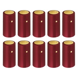 uxcell 100Pcs PVC Heat Shrink Capsules Wine Bottle Capsules Shrink Cap Wrap with Tear Tab Shrink Top Cover for Wine Cellars and Home Kitchen, Red/Gold 30x60mm