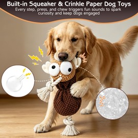 Yipetor Squeaky Dog Toy, [Mosquito Miss] Soft Plush Puppy Toys for Anxiety Relief, Durable Cotton Rope Teeth Clean Interactive Dog Toy to Keep Medium Small Dog Busy - Boredom Dogs Best Birthday Gift