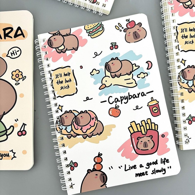 Capybara Spiral Notebooks, 4 Packs 5.5" x 8.3" A5 Wirebound