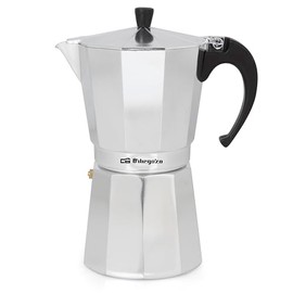 Orbegozo KF 600, caffettiera 6 tazze, adatta per fornelli a gas, elettrici e in ceramica, impugnatura ergonomica, valvola di sicurezza, interno facile da pulire, colore argento