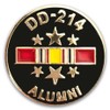 DD214 Lapel Pin with National Service Ribbon and Stars Hat