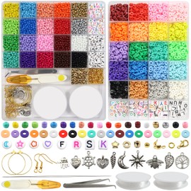 Toaob 7940 Pieces 4 mm Beads for Threading Beads and 6 mm Polymer Clay Jewellery Making DIY for DIY Necklace Making Pendant Bracelet Set