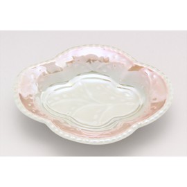 Arita Pottery Tansei Kiln Mokumaki-Shaped Small Plate, Pink Blowing Pearl