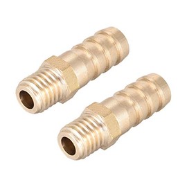 sourcing map Brass Fitting Connector Metric M10-1.5 Male to Barb Fit Hose ID 10mm 2pcs