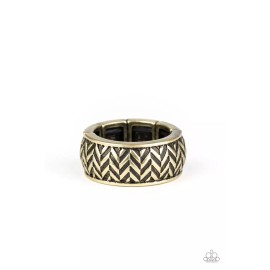 Paparazzi Stretch Band Ring Mens/Survival Skills - Brass