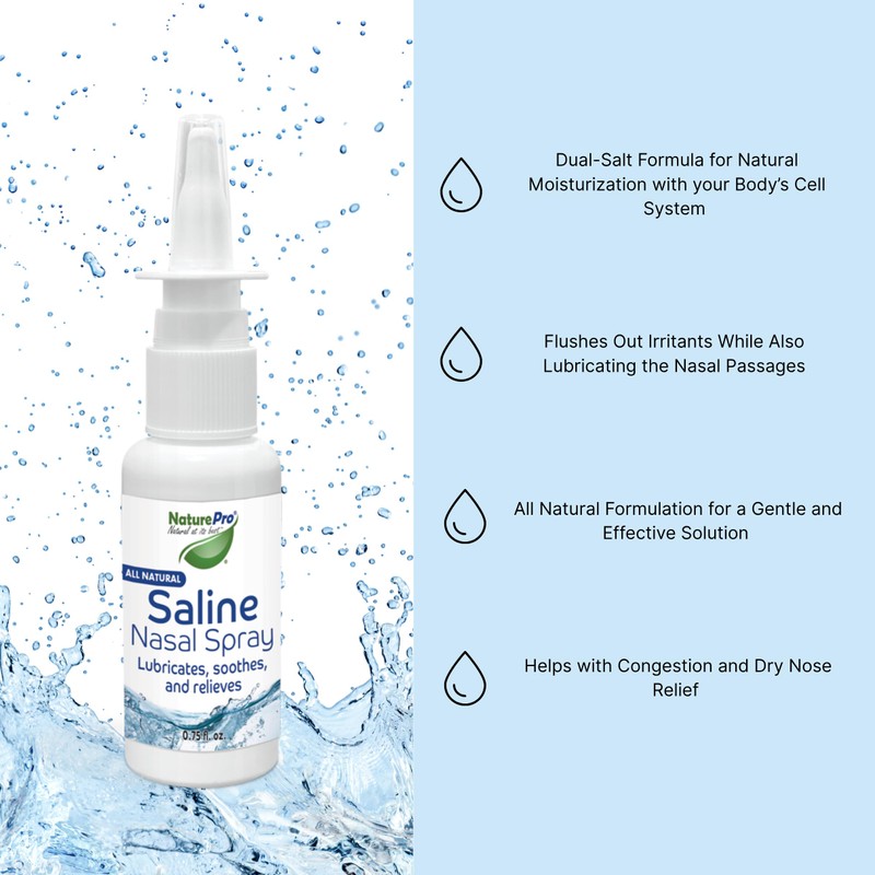 NaturePro All Natural Saline Nasal Spray, 0.75 fl. oz., Kosher,