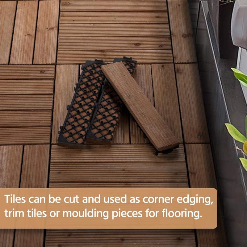 Yaheetech 27PCS Interlocking Patio Deck Tiles 12 x 12in Wood