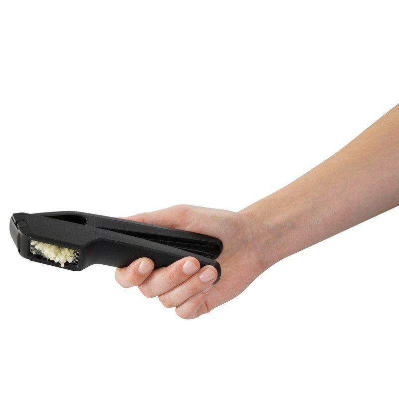 FACKELMANN Knoblauchpresse, Edelstahl, Schwarz, 17,5 cm