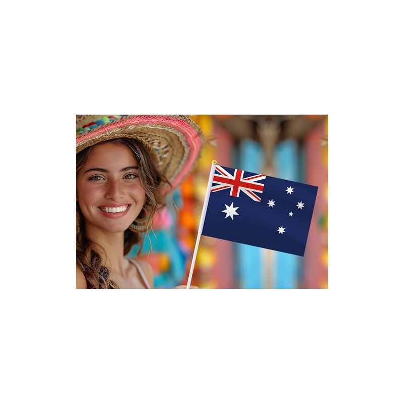 Australia Handheld Small Flag Set,10 PCS 5×8 Inch Mini Australian