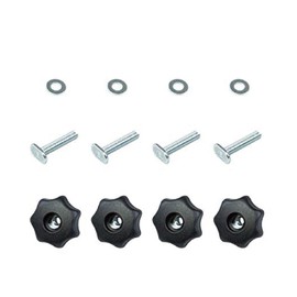 POWERTEC 71484 T-Track Knob Kit w/ 7 Star Threaded 1/4-20 Knobs, Bolts and Washers for Woodworking Jigs and Fixtures – Set of 4, Black
