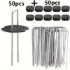 50Pcs Garden Stakes Staples + 50Pcs Gasket, 6 Inch Lawn