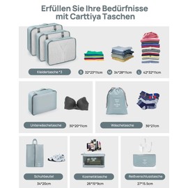 Carttiya Packing Cubes for Suitcases, 8-Piece Travel Organizer, Ultralight, Breathable and Washable Packing Cube Suitable for Travel, Vacation and Camping, Gray